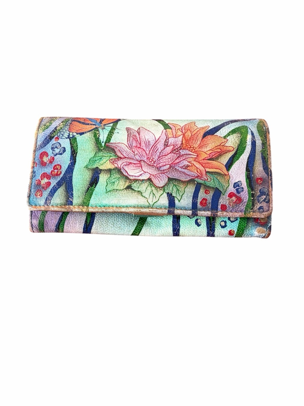 Anuschuka Vintage Hand Painted Leather Long Wallet
